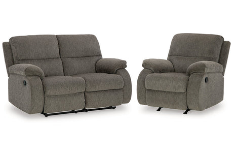 Scranto Brindle Reclining Loveseat and Recliner from Ashley - Luna Furniture