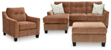 Amity Bay Clay Sofa Chaise, Chair, and Ottoman from Ashley - Luna Furniture
