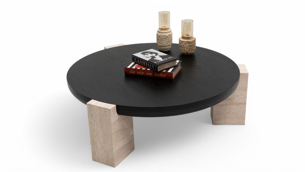 Sini Black Travertine 2-Piece Coffee Table Set from Nova Furniture - Luna Furniture