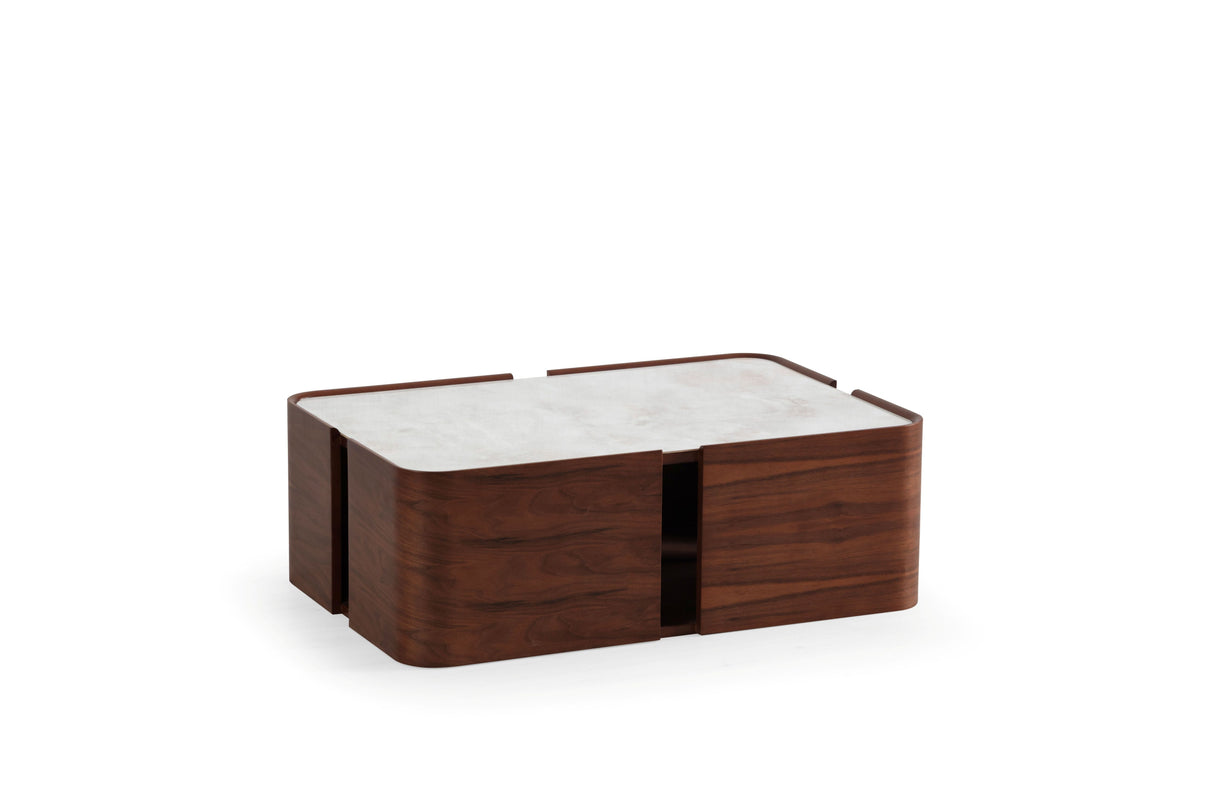 Galli Walnut Marble-Look Top Coffee Table from Nova Furniture - Luna Furniture