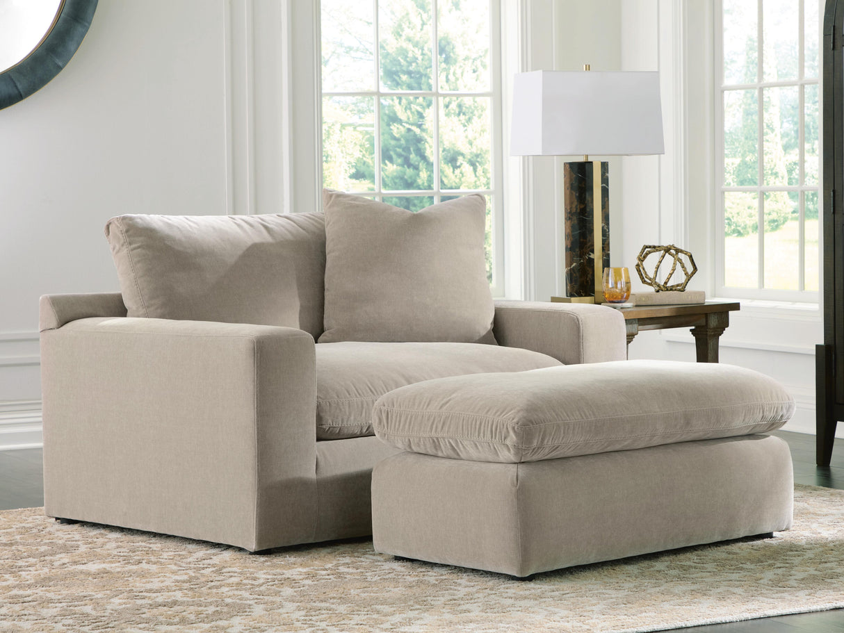 Maxton Heights Oversized Chair and Ottoman in Pebble from Ashley - Luna Furniture