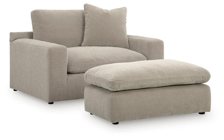 Maxton Heights Oversized Chair and Ottoman in Pebble from Ashley - Luna Furniture