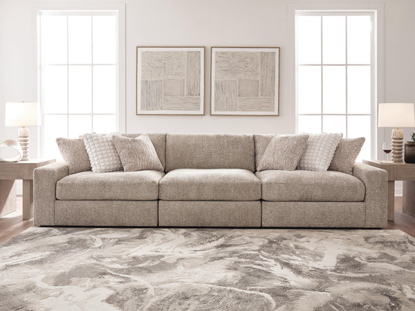Nexora-Court Burlap 3-Piece Sectional Sofa