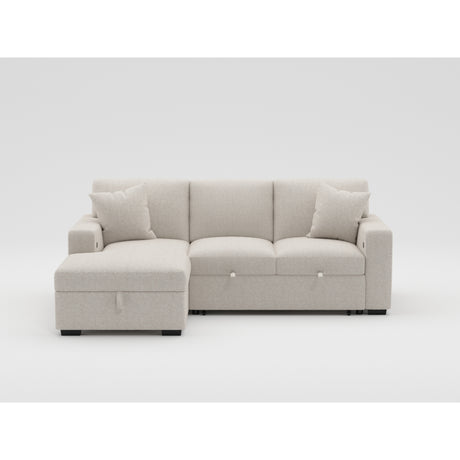 Pompano Beige Boucle Sectional with Left Chaise, Pull-out Bed and Hidden Storage from Homelegance - Luna Furniture