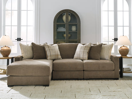 Camellia-Court Coffee 3-Piece LAF Sectional with Chaise from Ashley - Luna Furniture