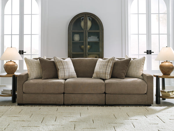 Camellia-Court Coffee 3-Piece Sectional Sofa