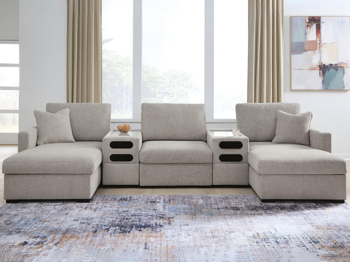 ModMax Luxe Flint 5-Piece Double Chaise Sectional with Audio Consoles from Ashley - Luna Furniture