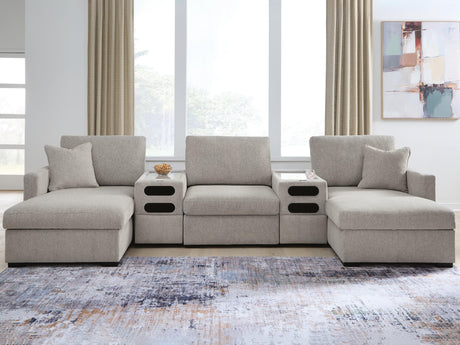 ModMax Luxe Flint 5-Piece Double Chaise Sectional with Audio Consoles from Ashley - Luna Furniture