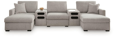 ModMax Luxe Flint 5-Piece Double Chaise Sectional with Audio Consoles from Ashley Furniture - Luna Furniture