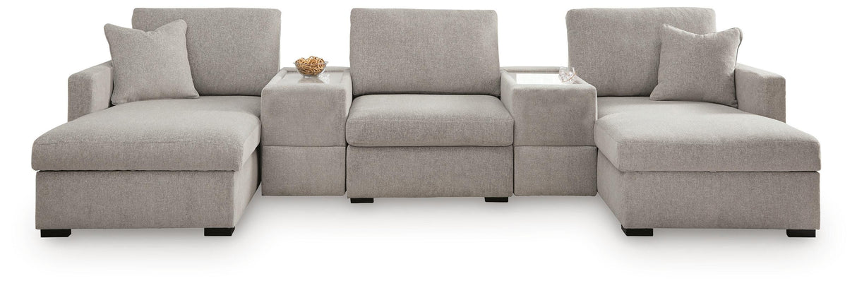ModMax Luxe Flint 5-Piece Double Chaise Sectional with Storage Consoles from Ashley - Luna Furniture