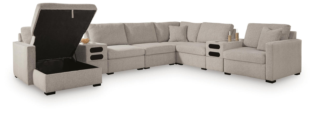 ModMax Luxe Flint 8-Piece Sectional with Storage Chaise and Audio Consoles from Ashley - Luna Furniture