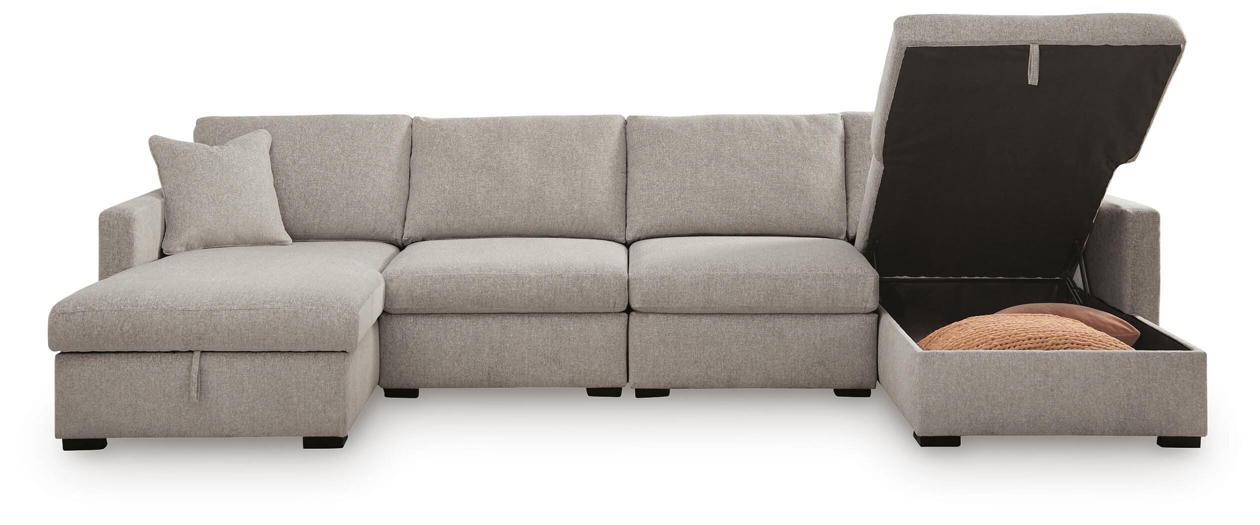 Ashley ModMax Luxe Flint 4-Piece Double Storage Chaise Sectional