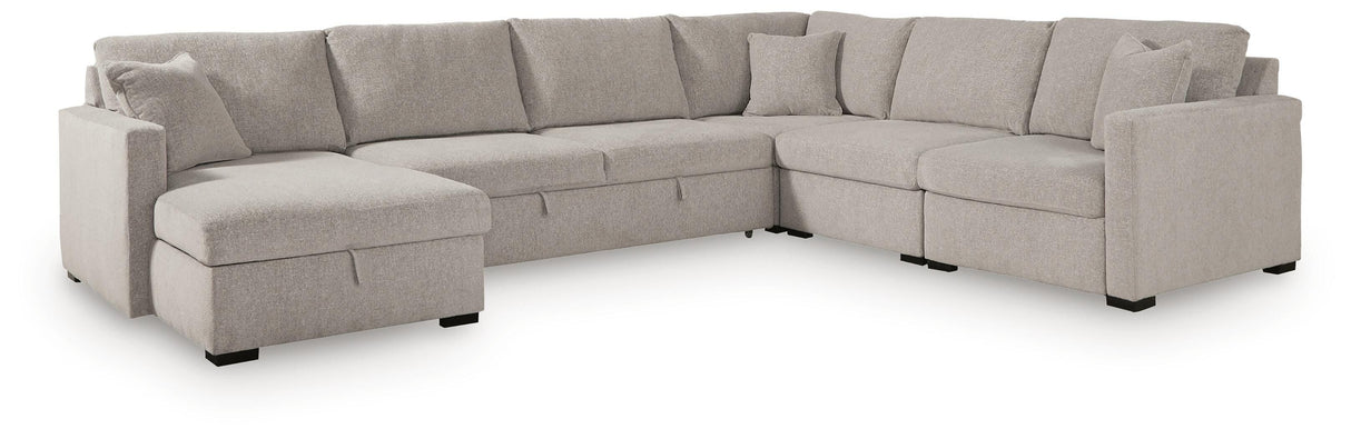 ModMax Luxe Flint 5-Piece Sectional with Storage Chaise and Pop Up Sleeper from Ashley - Luna Furniture