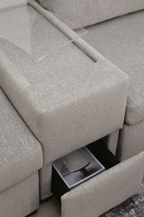 ModMax Luxe Flint 5-Piece Double Chaise Sectional with Storage Consoles from Ashley Furniture - Luna Furniture