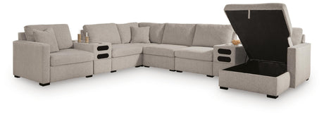 ModMax Luxe Flint 8-Piece Sectional with Storage Chaise and Audio Consoles from Ashley Furniture - Luna Furniture
