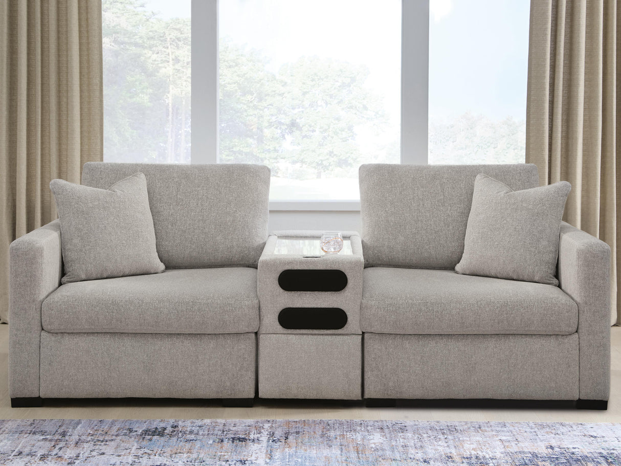 ModMax Luxe Flint 3-Piece Sectional Loveseat with Audio Console from Ashley - Luna Furniture