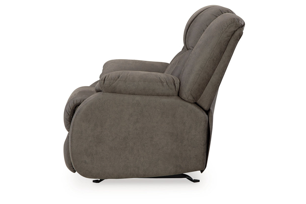 First Base Gunmetal Reclining Sofa, Loveseat and Recliner from Ashley - Luna Furniture