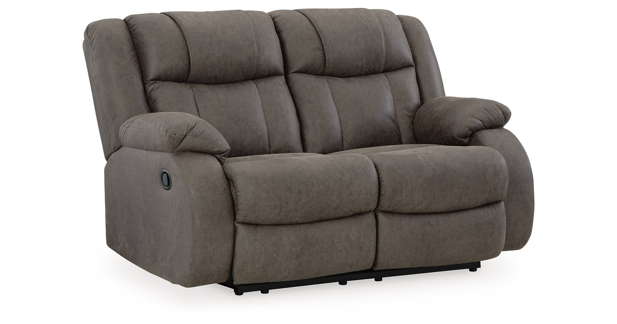First Base Gunmetal Reclining Loveseat from Ashley - Luna Furniture