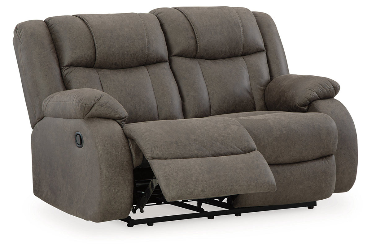 First Base Gunmetal Reclining Sofa, Loveseat and Recliner from Ashley - Luna Furniture