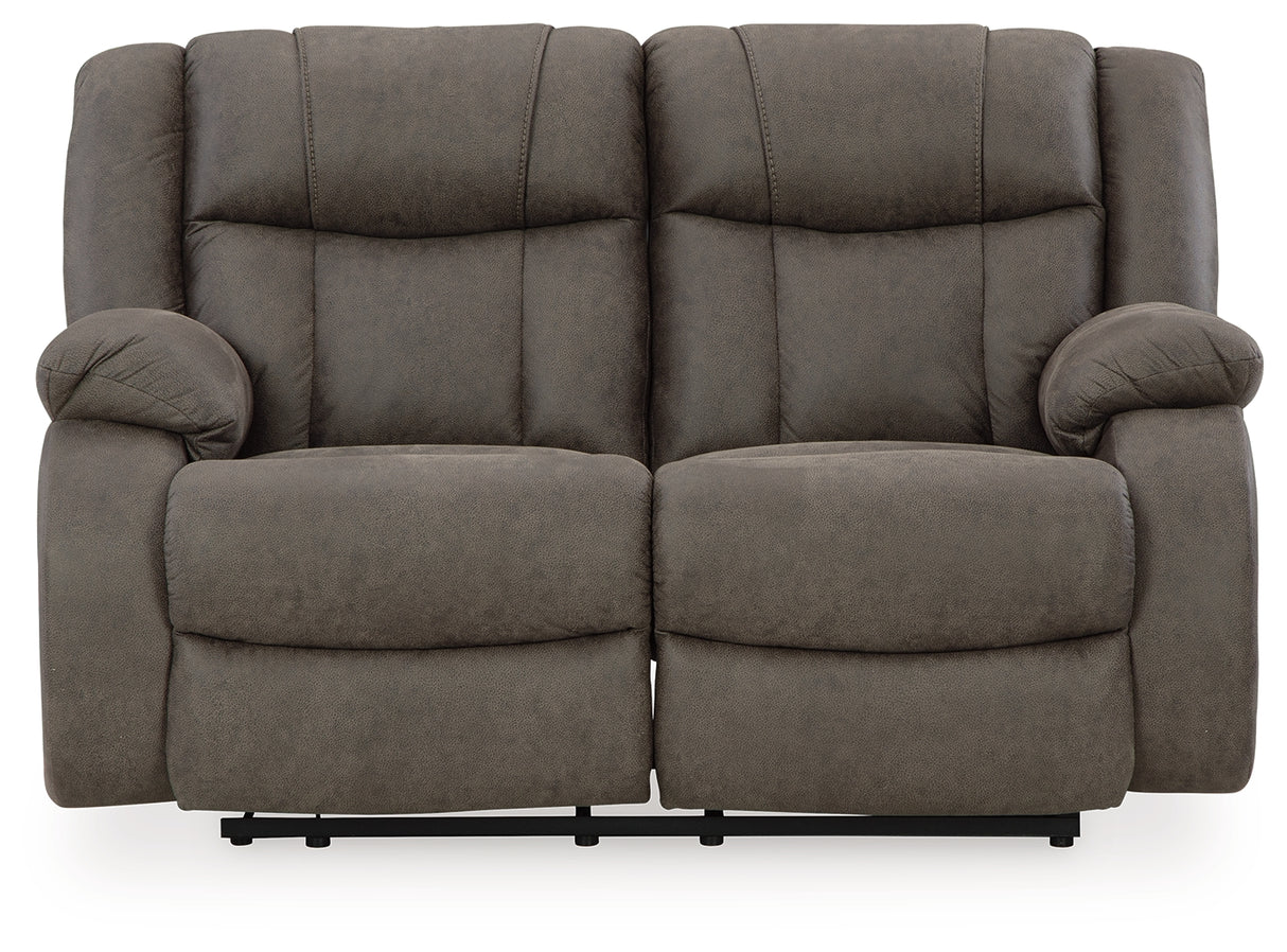 First Base Gunmetal Reclining Sofa, Loveseat and Recliner from Ashley - Luna Furniture