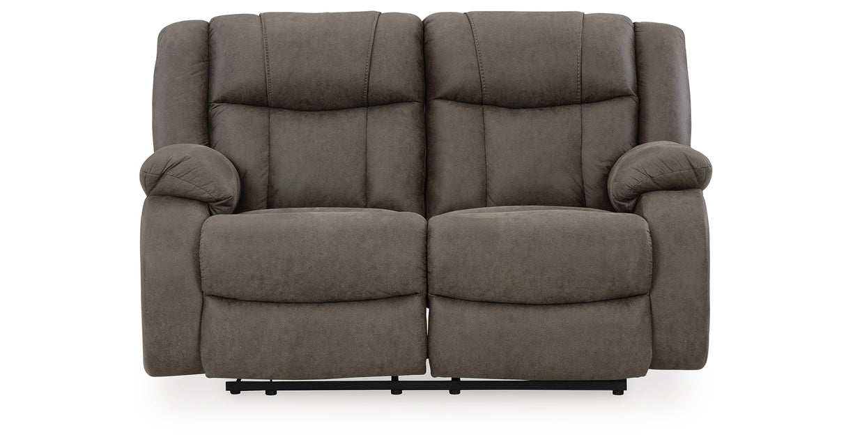 First Base Gunmetal Reclining Loveseat from Ashley - Luna Furniture