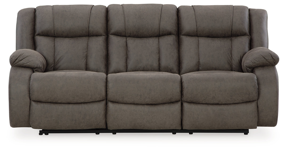 First Base Gunmetal Reclining Sofa, Loveseat and Recliner from Ashley Furniture - Luna Furniture