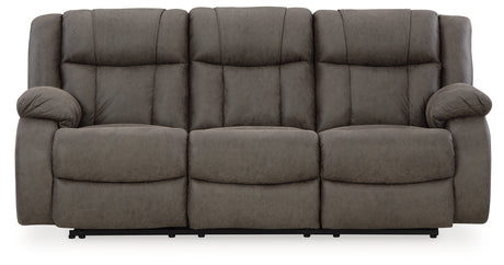 First Base Gunmetal Reclining Sofa, Loveseat and Recliner from Ashley Furniture - Luna Furniture