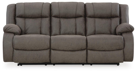 First Base Gunmetal Reclining Sofa and 2 Recliners from Ashley - Luna Furniture