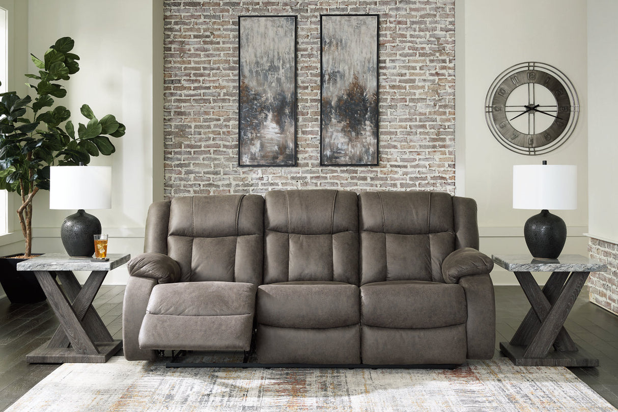 First Base Gunmetal Reclining Sofa, Loveseat and Recliner from Ashley - Luna Furniture