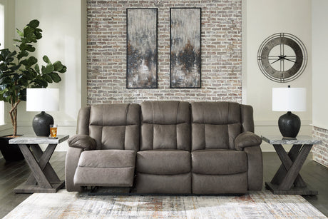 First Base Gunmetal Reclining Sofa, Loveseat and Recliner from Ashley - Luna Furniture
