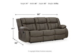 First Base Gunmetal Reclining Sofa, Loveseat and Recliner from Ashley - Luna Furniture