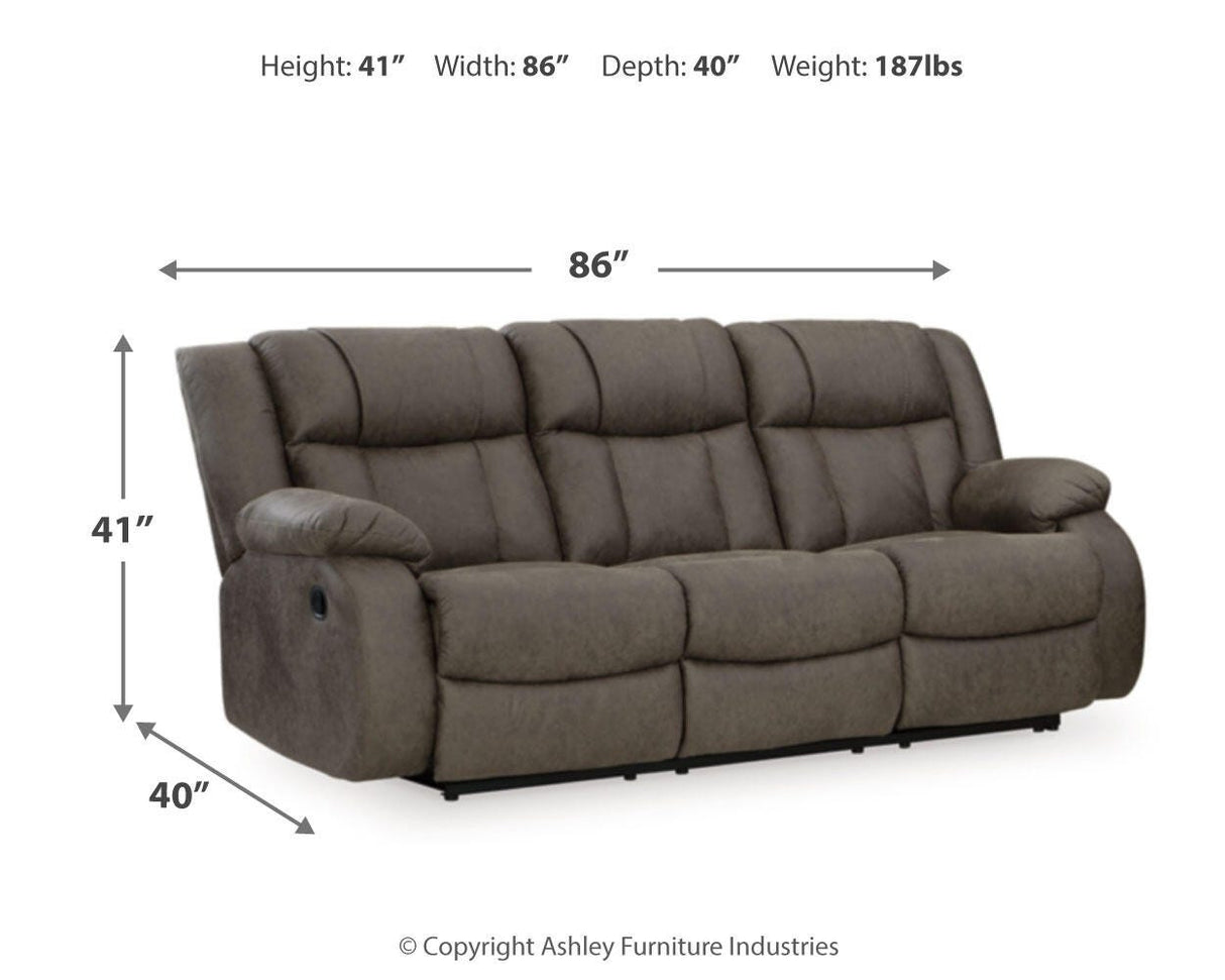 First Base Gunmetal Reclining Sofa, Loveseat and Recliner from Ashley Furniture - Luna Furniture