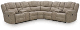 Pearce-Pike Birch 3-Piece Reclining Sectional with Double Console from Ashley Furniture - Luna Furniture