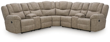 Pearce-Pike Birch 3-Piece Reclining Sectional with Double Console from Ashley Furniture - Luna Furniture