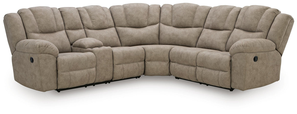 Pearce-Pike Birch 3-Piece Reclining Sectional with Console from Ashley Furniture - Luna Furniture
