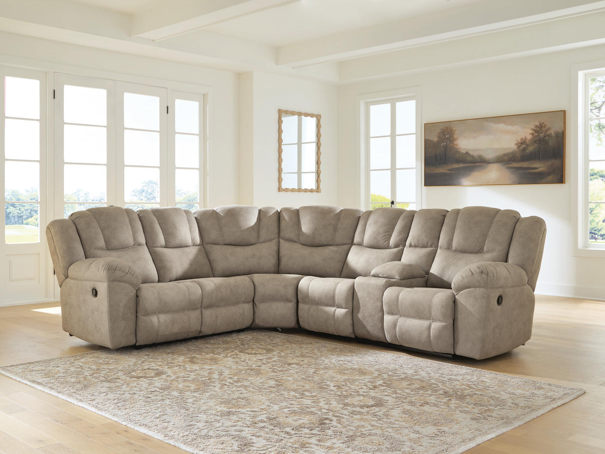 Pearce-Pike Birch 3-Piece Reclining Sectional with Console from Ashley - Luna Furniture
