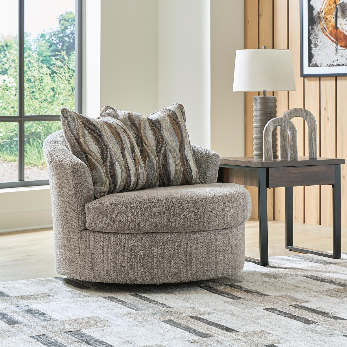Lofwood Fossil Swivel Accent Chair from Ashley - Luna Furniture
