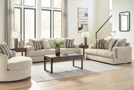 Lofwood Oatmeal Living Room Set with Swivel Accent Chair from Ashley - Luna Furniture