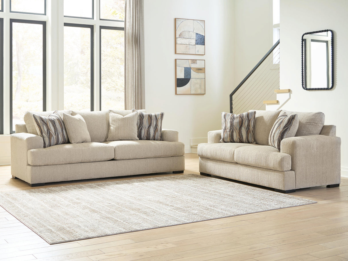 Lofwood Oatmeal Sofa and Loveseat from Ashley - Luna Furniture