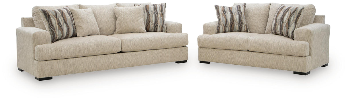 Lofwood Oatmeal Sofa and Loveseat from Ashley - Luna Furniture