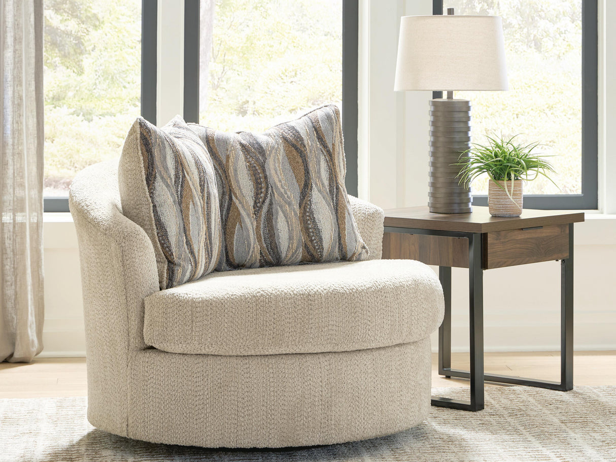 Lofwood Oatmeal Swivel Accent Chair from Ashley - Luna Furniture
