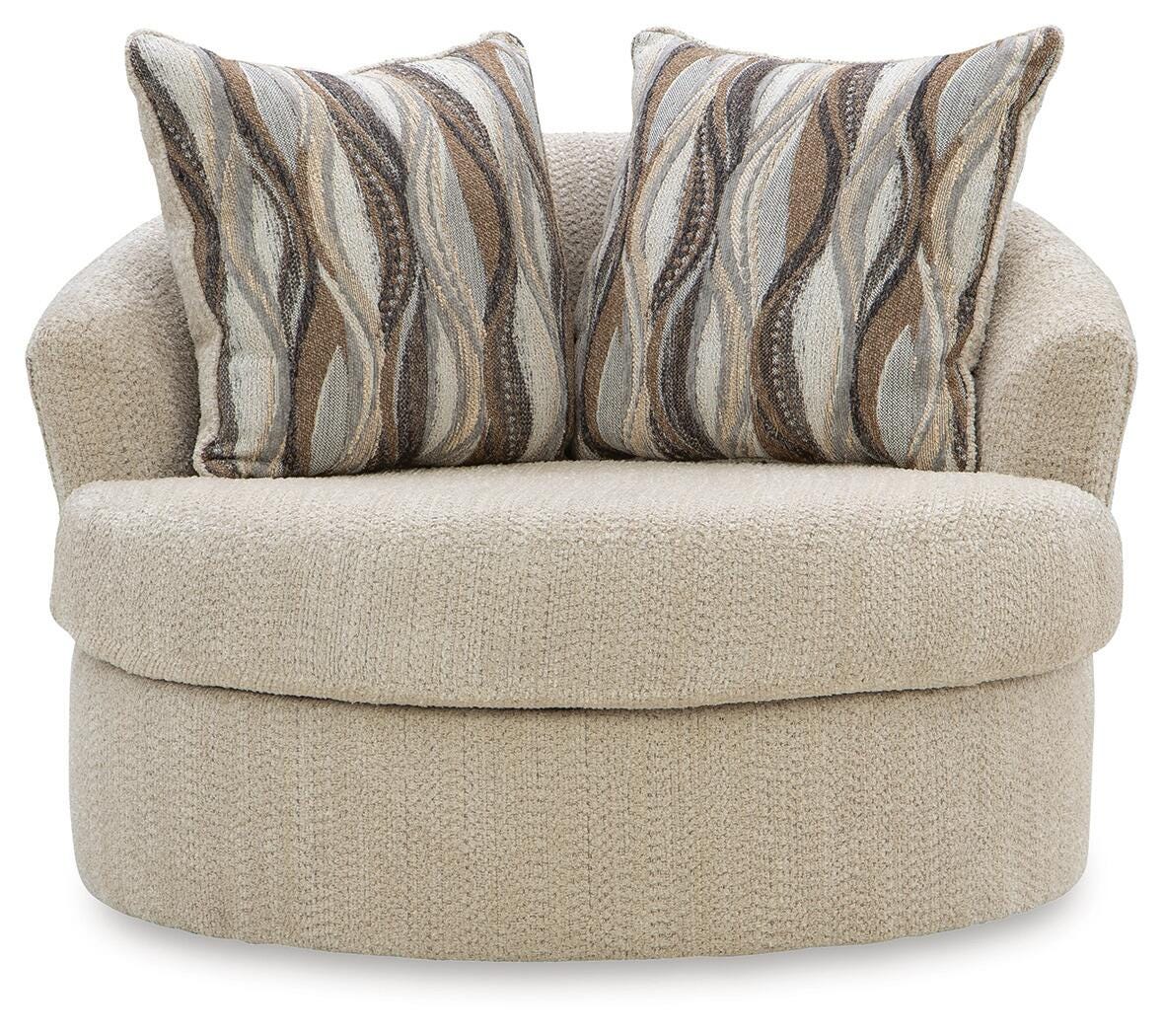 Lofwood Oatmeal Swivel Accent Chair from Ashley - Luna Furniture