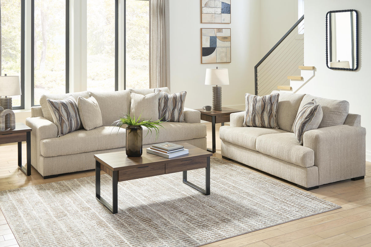 Lofwood Oatmeal Sofa and Loveseat from Ashley - Luna Furniture