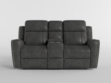 Kellen Smoky Gray Power Double Reclining Loveseat with Center Console from Homelegance - Luna Furniture