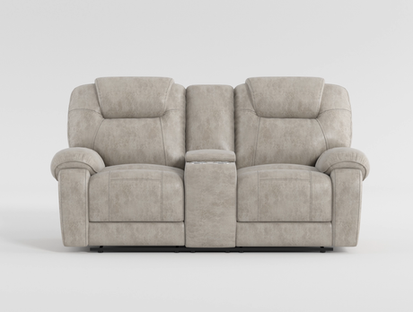Gainesville Chocolate Microfiber Double Reclining Loveseat with Center Console from Homelegance - Luna Furniture