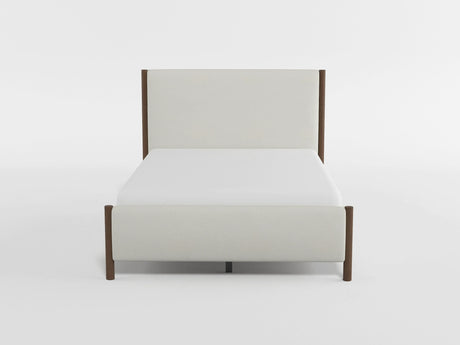 Julian Beige/Caramel Oak Queen Upholstered Platform Bed from Homelegance - Luna Furniture