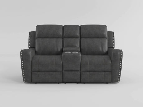 Kellen Smoky Gray Double Reclining Loveseat with Center Console from Homelegance - Luna Furniture