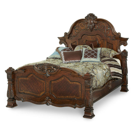Windsor Court Vintage Fruitwood Queen Mansion Bed from Michael Amini - Luna Furniture
