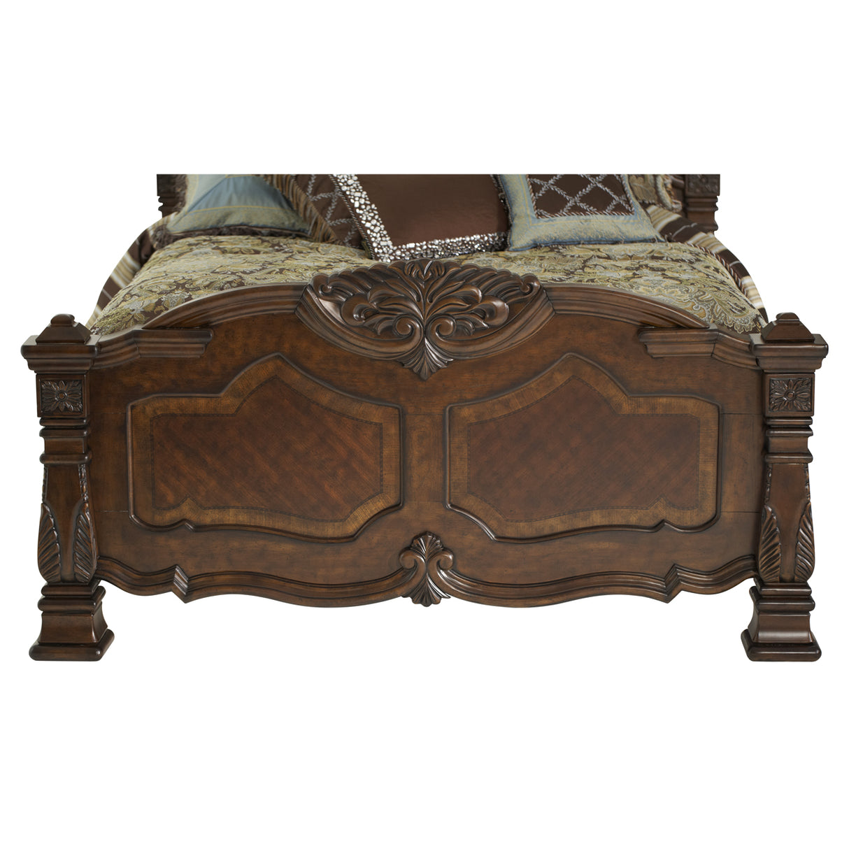 Windsor Court Vintage Fruitwood Queen Mansion Bed from Michael Amini - Luna Furniture