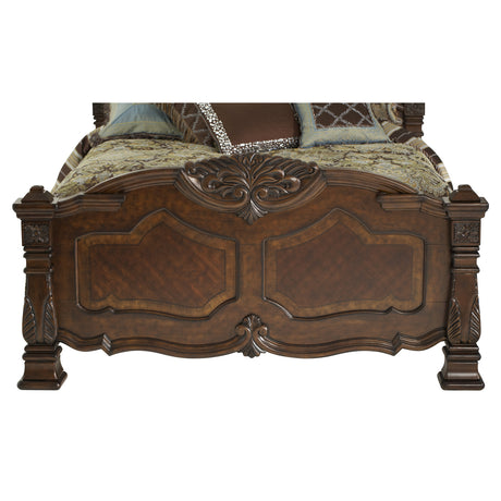 Windsor Court Vintage Fruitwood Queen Mansion Bed from Michael Amini - Luna Furniture